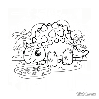 Ankylosaurus Exploring Tide Pool