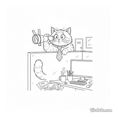 Anxious Office Cat with Periscope