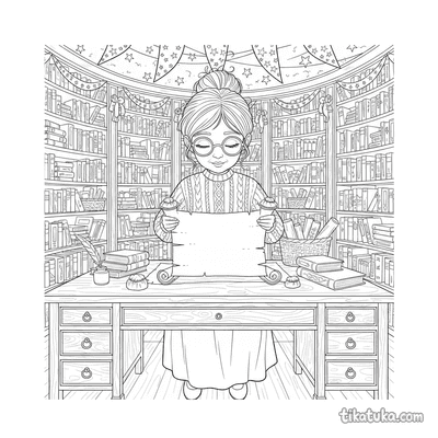 Archivist Organizing Scrolls