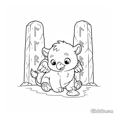 Baby Griffin Among Runestones