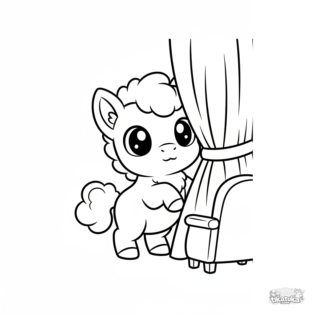 Baby Pony Foal Peeking from Curtain