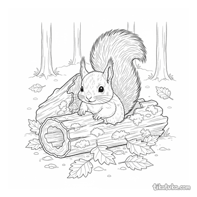 Baby Squirrel in a Hollow Log