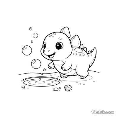Baby Stegosaurus Chasing Bubbles