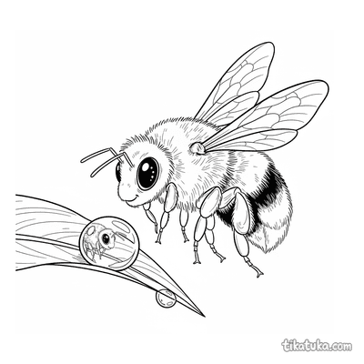 Bee Inspecting Dewdrop Mirror