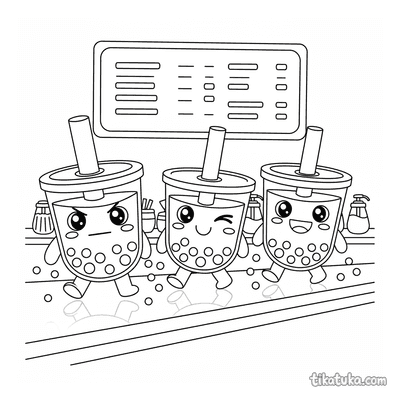 Boba Cup Parade on Counter