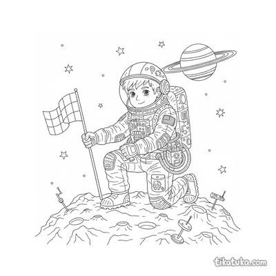 Boy Astronaut on Asteroid
