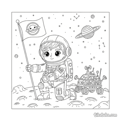Boy Astronaut on the Moon