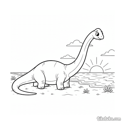 Brachiosaurus Resting at Sunset