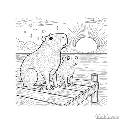 Two Capybaras Stargazing at Sunset