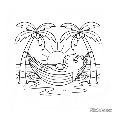 Capybara in a Hammock at Sunset