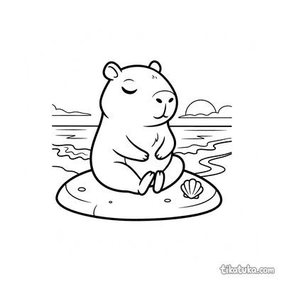 Meditating Capybara at Sunset