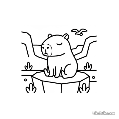 Meditating Capybara at Sunset