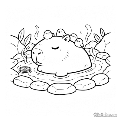 Capybara Relaxing in a Warm Spring