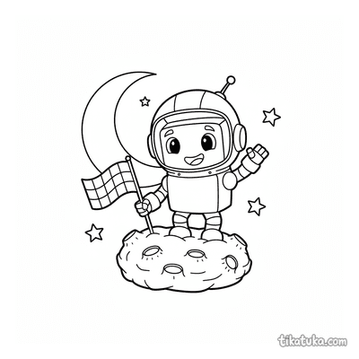Astronaut Robot on Asteroid