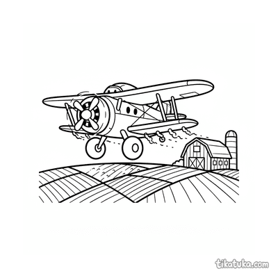 Crop Duster Over Farm