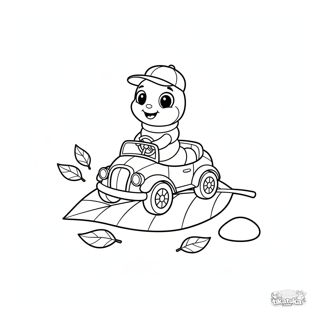 Caterpillar Driving a Tiny Vintage Car