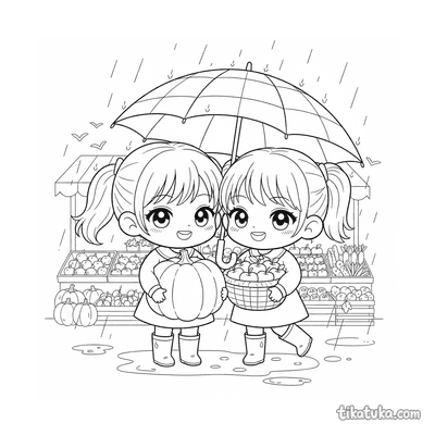 Friends Sharing Umbrella at Fair