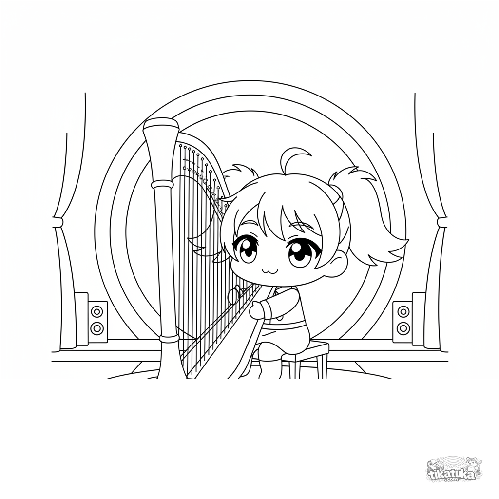 Chibi Harpist on Stage