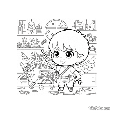 Chibi Inventor Fixing Flying Machine