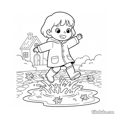 Child Jumping in Puddle