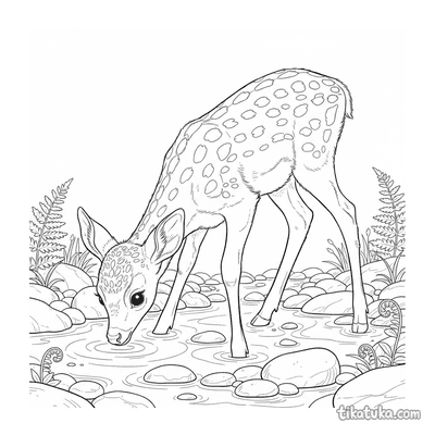Curious Fawn Drinking Water