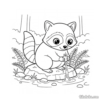 Raccoon by the Stream