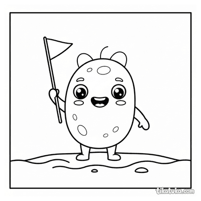 Cute Bacterium Holding Tiny Flag