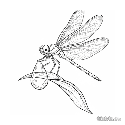 Dragonfly Perched on Dewdrop Perch