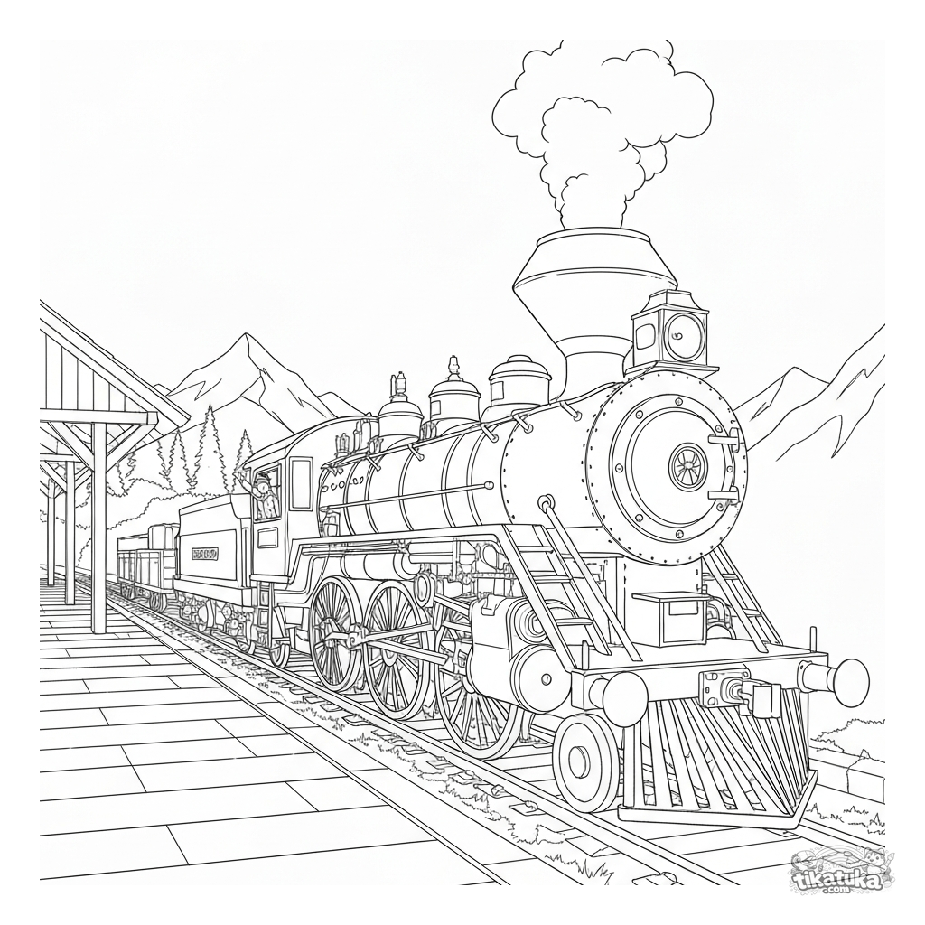 Steam Train at Mountain Station