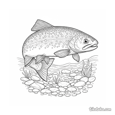 Trout Swimming Upstream Over Pebbles