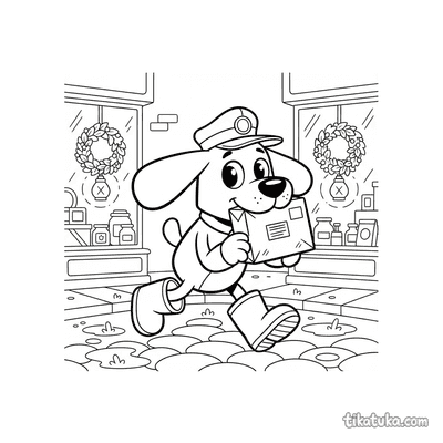 Dog Delivery Pup with Parcel