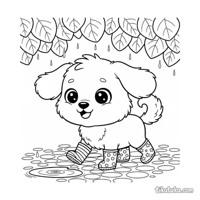 Dog Wearing Rain Boots on a Walk