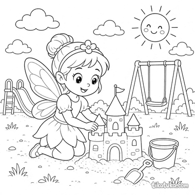 Fairy Building a Sandcastle