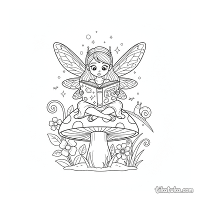 Fairy Princess Reading a Giant Book
