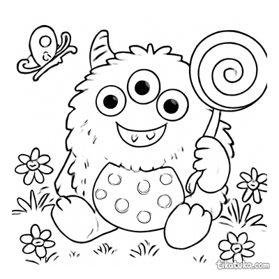 Fluffy Monster with Lollipop