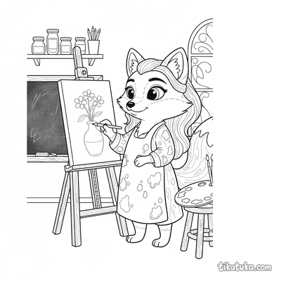 Fox Art Teacher Sketching