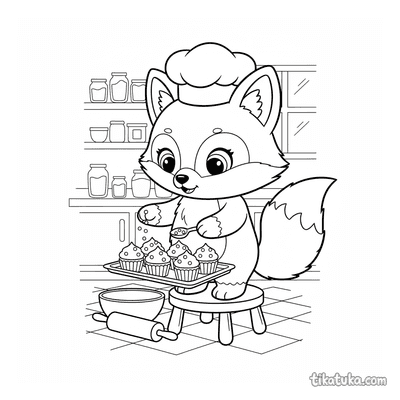 Fox Foxy Baking Cupcakes