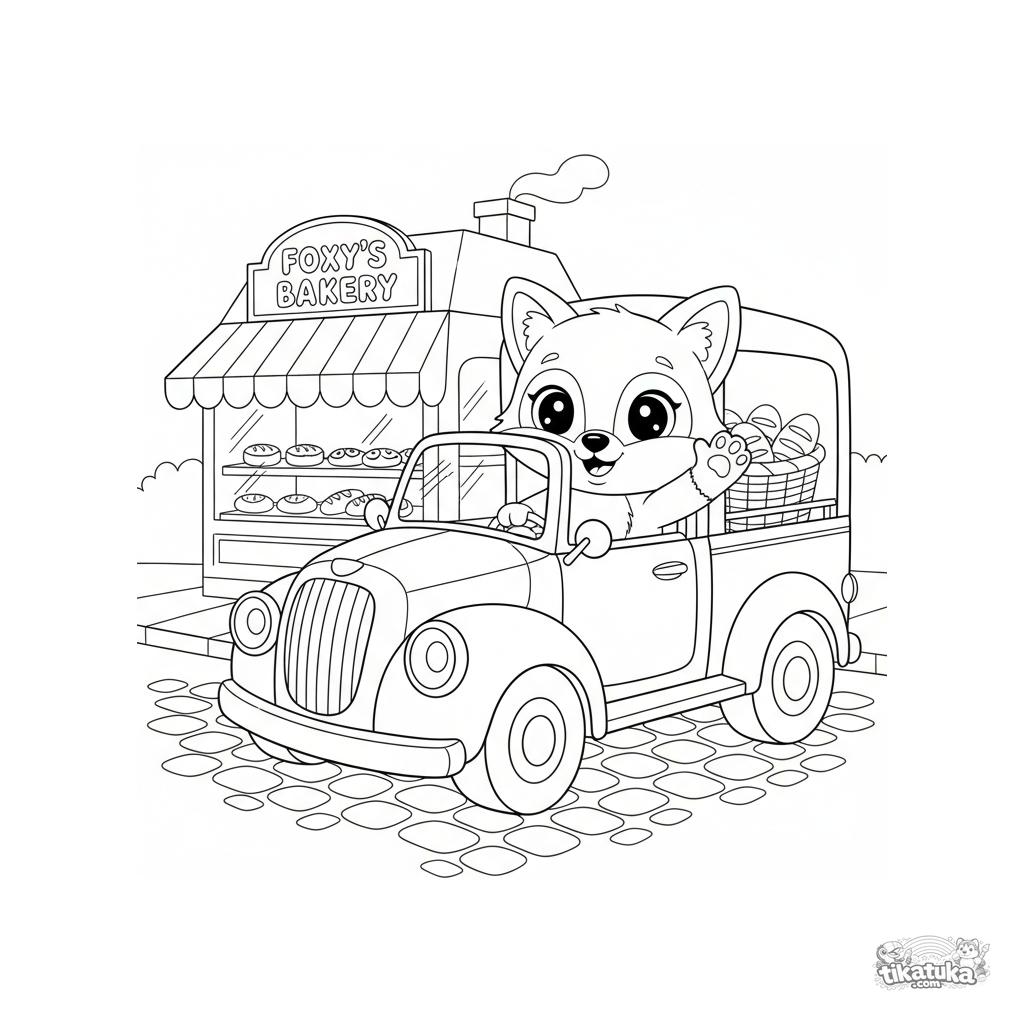 Foxy Driving a Vintage Delivery Truck