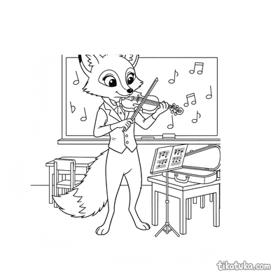 Fox Musician Tuning a Violin