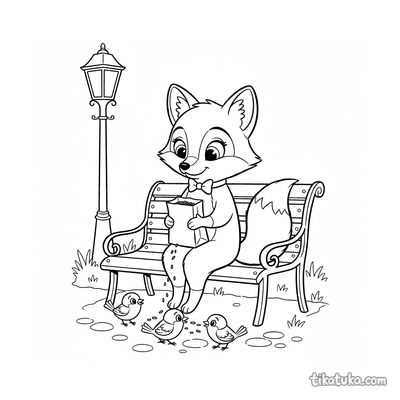 Fox with Bow Tie Feeding Birds