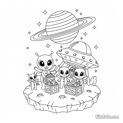 Alien Family on Asteroid