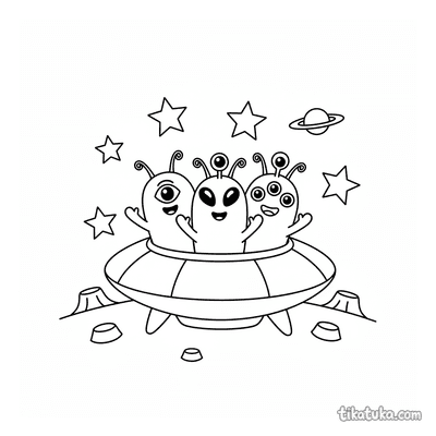 Friendly Alien Family Waving