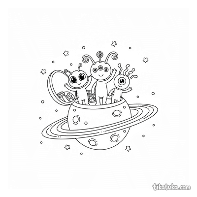 Friendly Alien Family by Spaceship