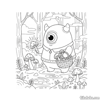 Friendly Cyclops Picking Mushrooms