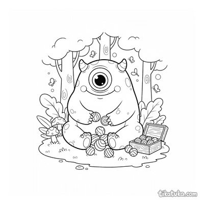 Friendly Cyclops Playing Marbles