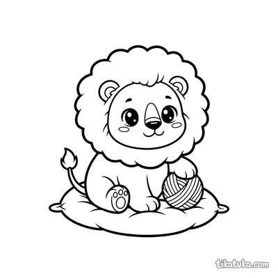 Friendly Lion Plush on Cushion