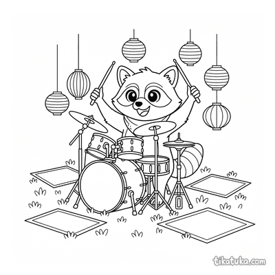 Raccoon Drummer at Festival
