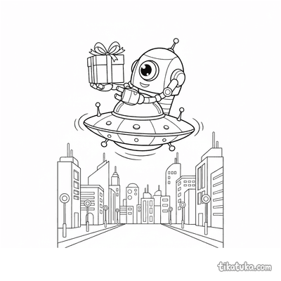 Delivery Robot on a Flying Saucer
