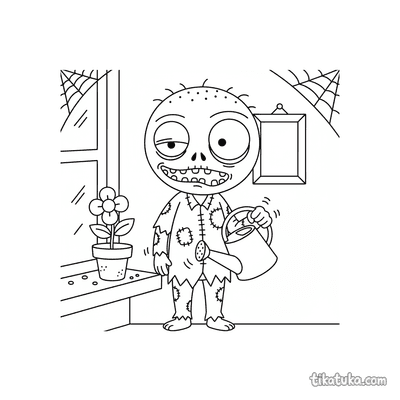 Friendly Zombie Watering a Flower