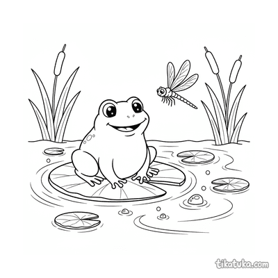 Frog on a Lily Pad by the Stream